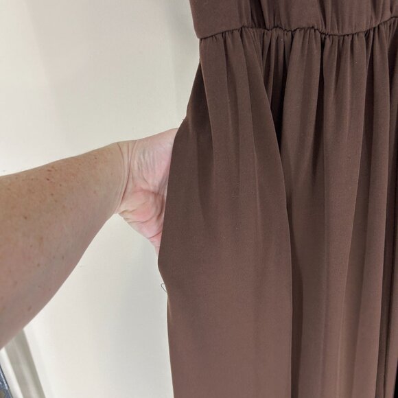 Flattering Aline full skirt choc brown easy care jersey dress Coldwater Creek 8p - Picture 11 of 12